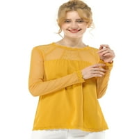 Уникатни поволни цени за цветни панели на женски чипка со долги ракави, блуза од шифон