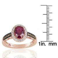 Розово сребро овално сечење создаден прстен за ангажман на кубни кубни кубни цирконија