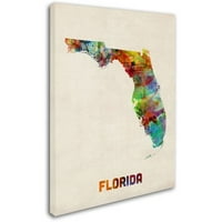 Трговска марка ликовна уметност Мапа на Флорида Канвас wallидна уметност од Мајкл Томпсет