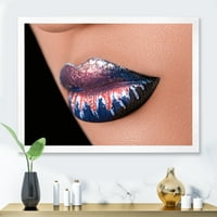 DesignArt 'Мода и креативно шминка на модерните врамени уметнички печати на жените усни