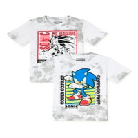 Sonic The Graphic Boys Graphic Tie-Dye маици, 2-пакувања, големина 4-18