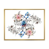 ДИЗАЈНАРТ „Пинк и сини диви цвеќиња“ Традиционално врамено платно wallидно печатење