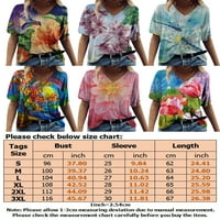 Lumento жени лабава маица за дневна облека, обична бохо Туника блуза мода со кратки ракави маица Lotus 2xl