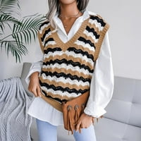 Anuirheih плетени резервоари за жени лабави вклопени модни обични v-вратот шупливо плетено елек џемпер елек