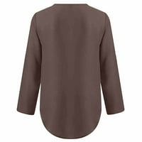 Женски Летни Кошули Со Долги Ракави Патент Обична Туника V-Вратот Тркалачки Блуза Блузи AQ