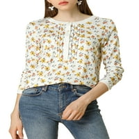 Единствени поволни цени за женски цветни полу -плоча со долги ракави обична плетена блуза