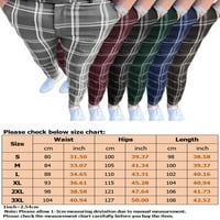Мажи Лесни Карирани Панталони За Облекување Машки Слаби Долни Заострени Деловни Панталони За Одмор Со Пруги Со Џебови