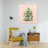 Wynwood Studio Canvas Joy to the World Tree Holiday и сезонски празници wallидни уметности платно печати розово пастелно розово