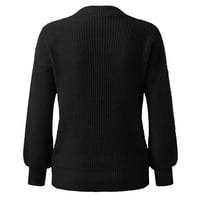 Џемпери За Жени Мода V Вратот Долг Ракав Цврст Пуловер Џемпер Плетење Горниот Слој