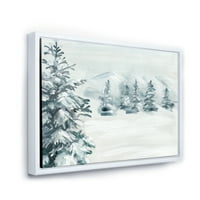 Дизајн на „Снежни борови дрвја на планината“ Традиционално врамено платно wallидно печатење
