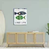 Sumn Industries Lake Lake Life избоден риба форми Модел мотив платно wallидна уметност, 40, дизајн од Јадеј графики