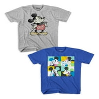 Скица за момчиња на Дизни Мики Мојс Пози Фејс Рамка за графичка маица 2-пакет, големини 4-18
