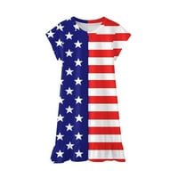 Бебе Девојчиња Фустан Пролет Лето Печатени Возбуда Краток Ракав Мода Дневни Фустани Американско Знаме Денот На Независноста
