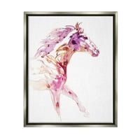 Апстракт Апстрактни розови коњски галопирани животни и инсекти Сликање сив пловиј врамен уметнички печатен wallид уметност