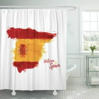 Син Симбол Шпанија Мапа На Националното Знаме Акварел Туш Завеса